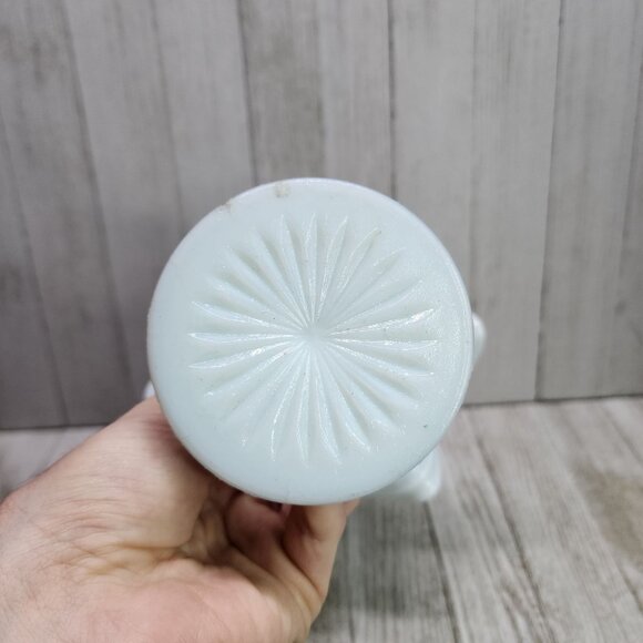 Vtg Light Blue Tone Milk Glass Compote Candy Dish Hobnail Ruffled Pedestal 6'' - Picture 6 of 8